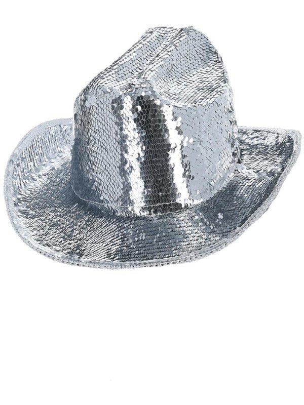 Fever Deluxe Sequin Cowboy Hat, Silver - Adult Weekender