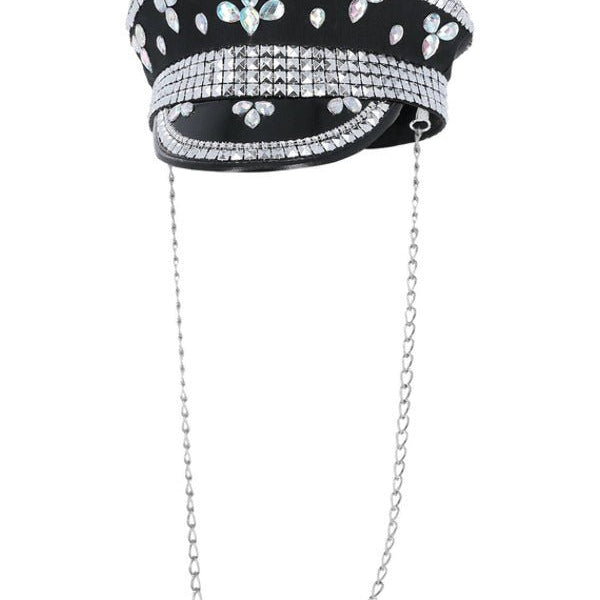 Fever Deluxe Sequin Studded Captains Hat, Black - Adult Weekender