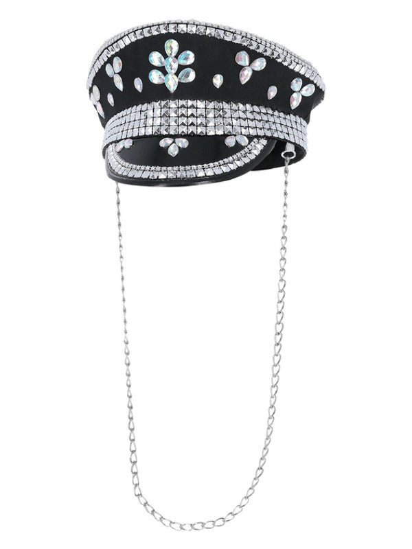 Fever Deluxe Sequin Studded Captains Hat, Black - Adult Weekender