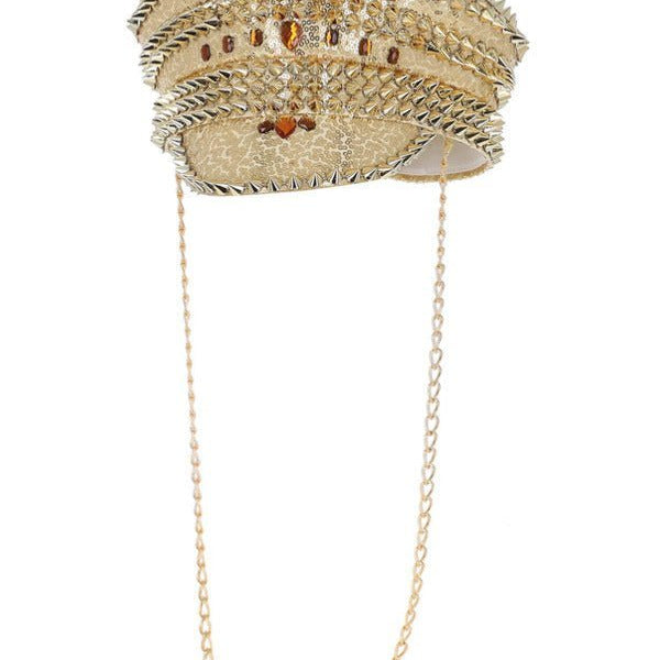 Fever Deluxe Sequin Studded Captains Hat, Gold - Adult Weekender