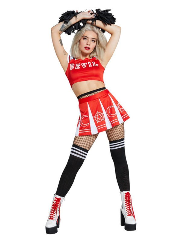 Fever Devil Cheerleader Costume, Red &amp; White - Adult Weekender