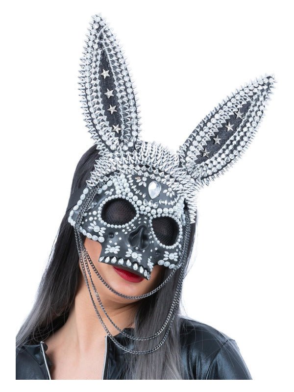 Fever Jewelled Skeleton Bunny Mask - Adult Weekender