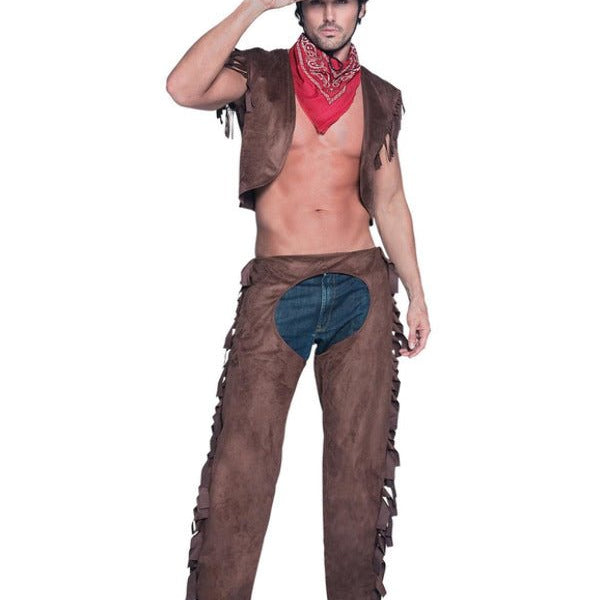 Fever Male Ride Em High Cowboy Costume, Brown - Adult Weekender