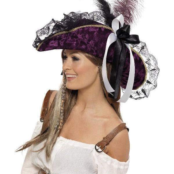Fever Marauding Pirate Hat, Purple - Adult Weekender