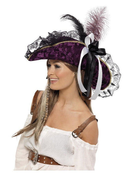 Fever Marauding Pirate Hat, Purple - Adult Weekender