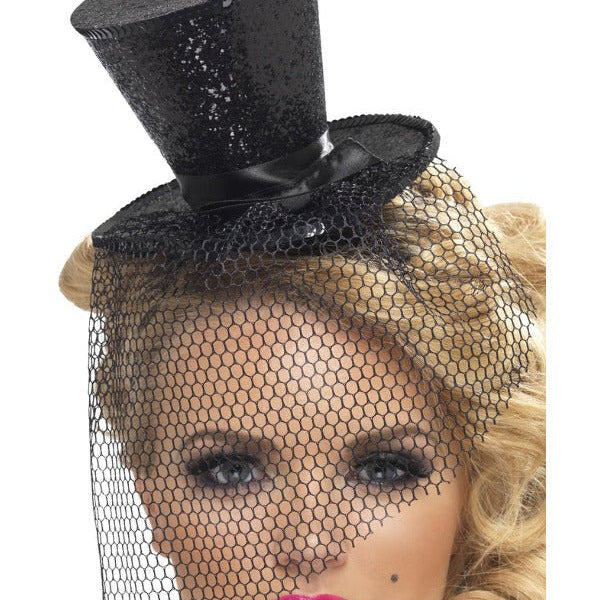 Fever Mini Top Hat on Headband, Black - Adult Weekender
