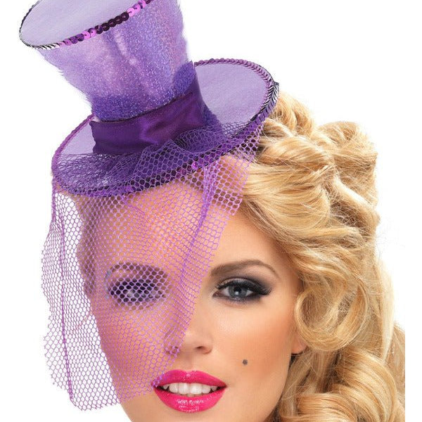 Fever Mini Top Hat on Headband, Purple - Adult Weekender