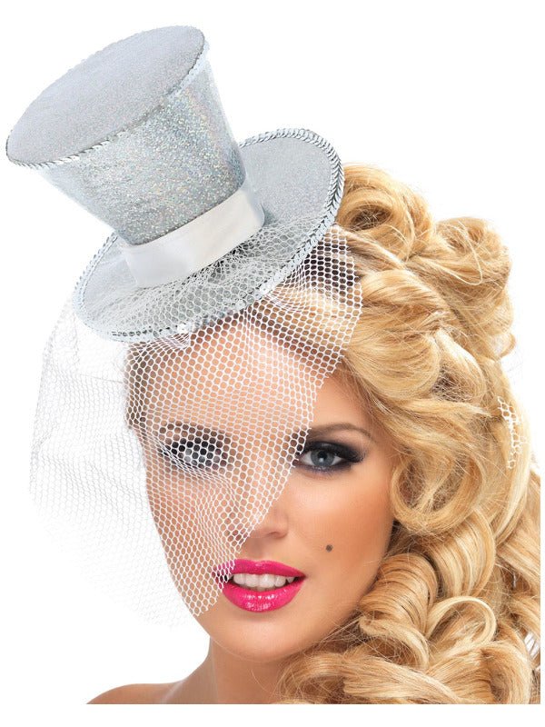Fever Mini Top Hat on Headband, Silver - Adult Weekender
