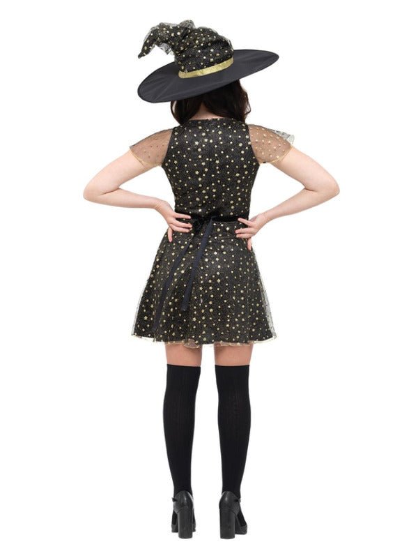 Fever Moon &amp; Stars Witch Costume, Black &amp; Gold - Adult Weekender
