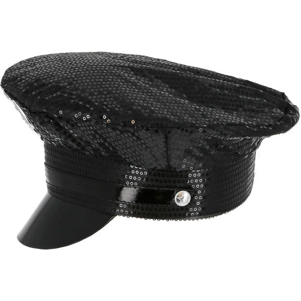 Fever Sequin Police Hat, Black - Adult Weekender