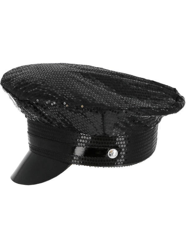 Fever Sequin Police Hat, Black - Adult Weekender