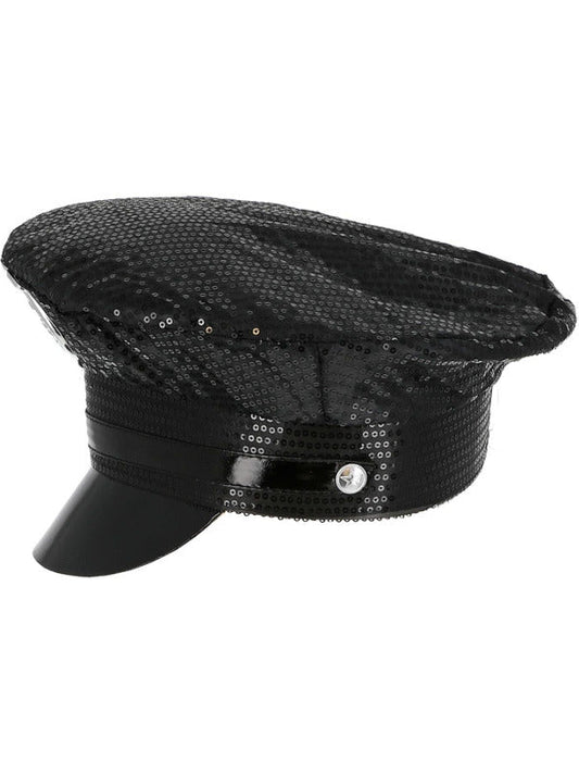 Fever Sequin Police Hat, Black - Adult Weekender