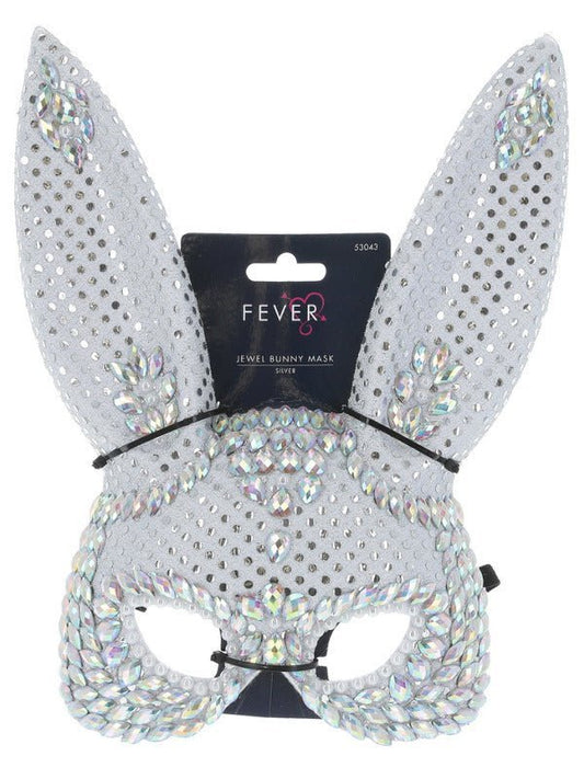 Fever Silver Jewel Bunny Mask - Adult Weekender