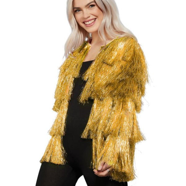 Fever Tinsel Festival Jacket, Gold - Adult Weekender