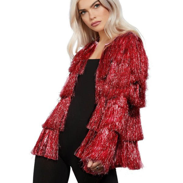 Fever Tinsel Festival Jacket, Red - Adult Weekender