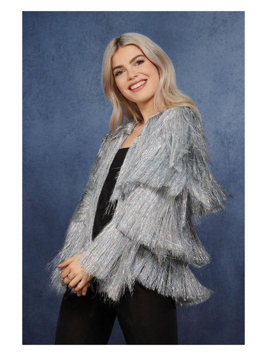 Fever Tinsel Festival Jacket, Silver - Adult Weekender