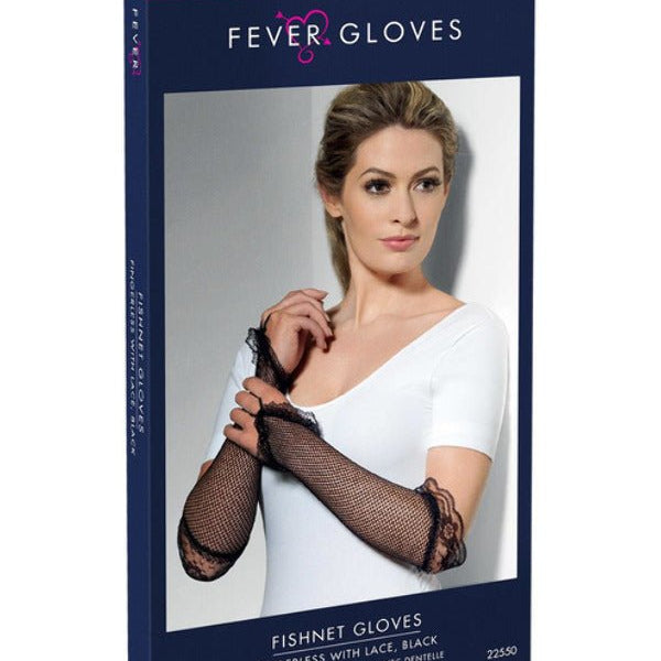 Fingerless Fishnet Gloves Black, Black - Adult Weekender