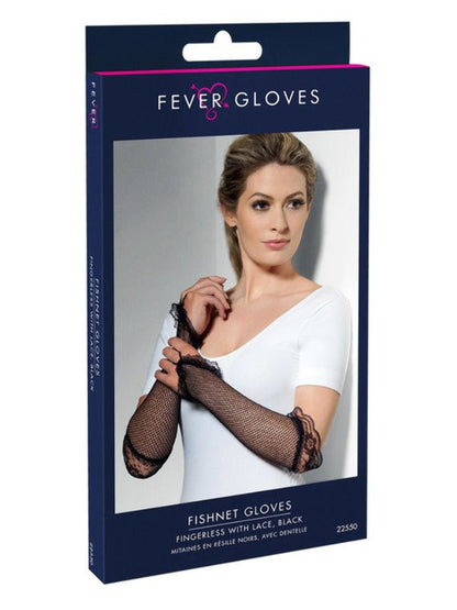 Fingerless Fishnet Gloves Black, Black - Adult Weekender