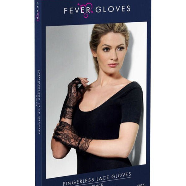 Fingerless Lace Gloves, Black - Adult Weekender