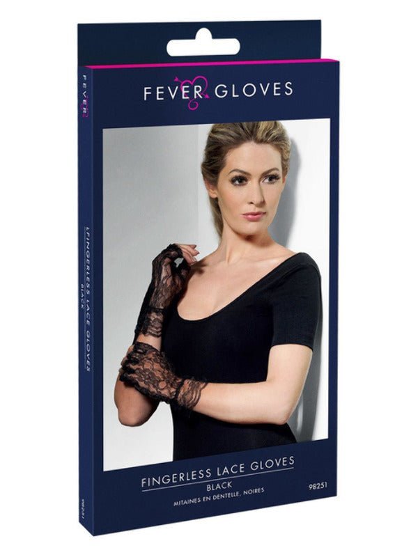 Fingerless Lace Gloves, Black - Adult Weekender