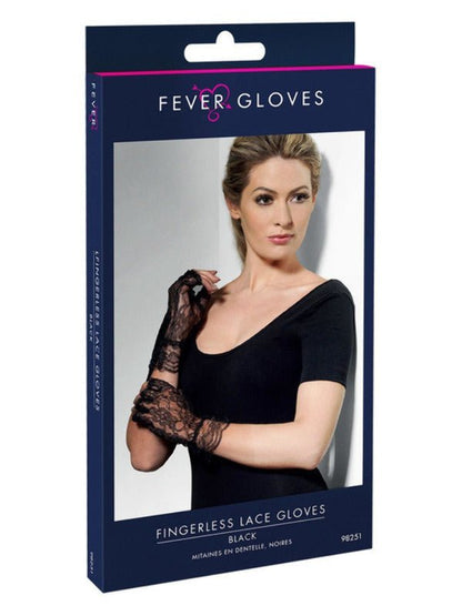Fingerless Lace Gloves, Black - Adult Weekender