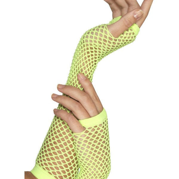 Fishnet Gloves, Neon Green - Adult Weekender