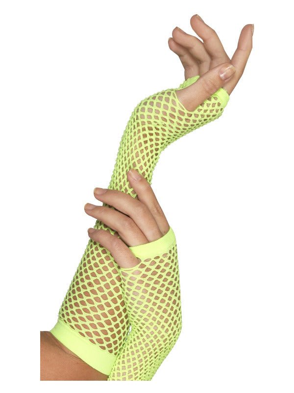 Fishnet Gloves, Neon Green - Adult Weekender