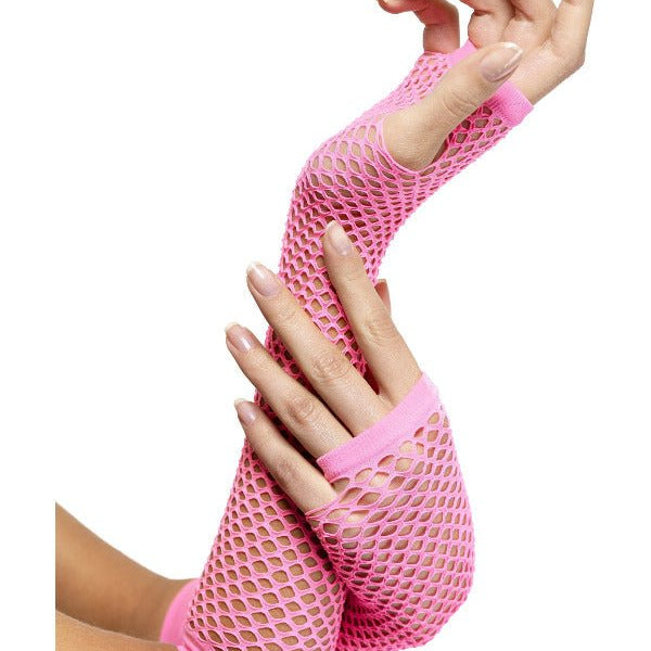 Fishnet Gloves, Pink - Adult Weekender