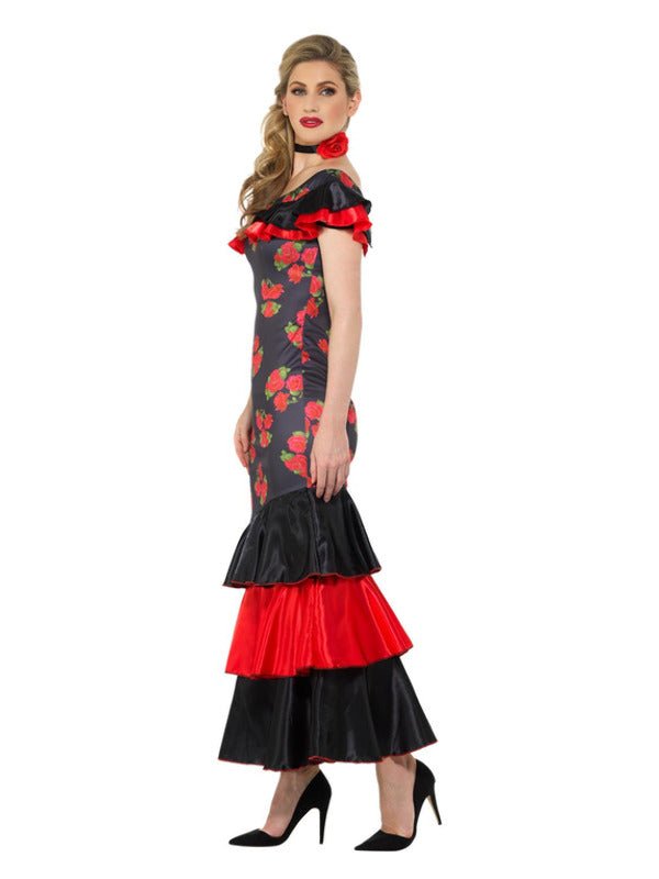 Flamenco Lady Costume, Black &amp; Red - Adult Weekender