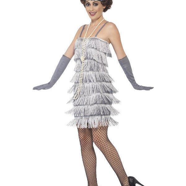 Flapper Costume, Silver - Adult Weekender