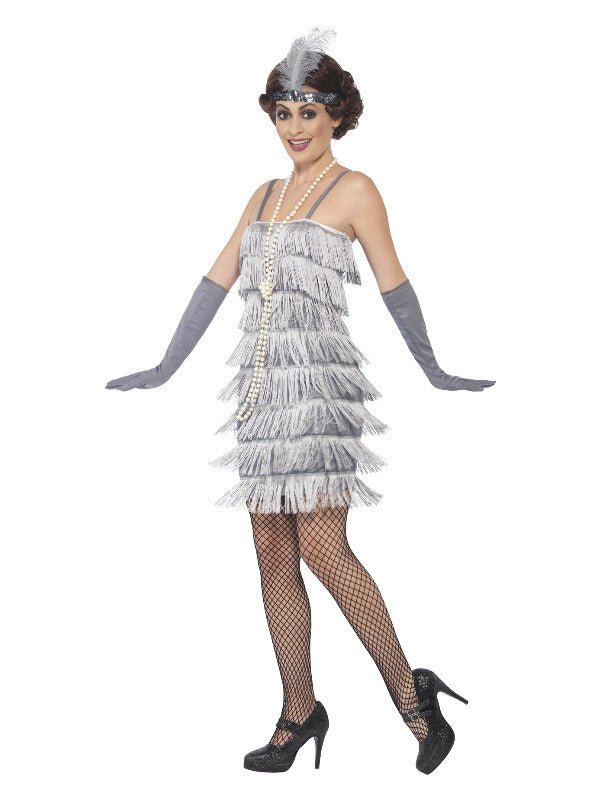Flapper Costume, Silver - Adult Weekender