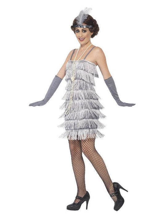 Flapper Costume, Silver - Adult Weekender