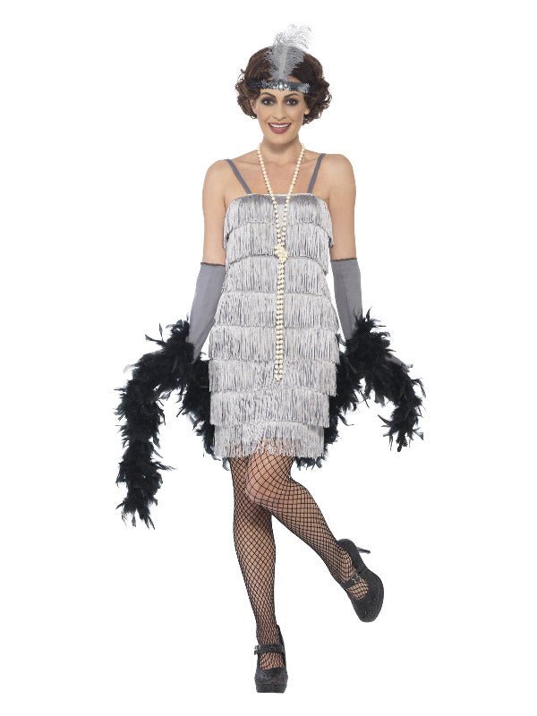 Flapper Costume, Silver - Adult Weekender