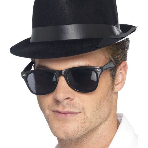 Flocked Fedora Hat, Black - Adult Weekender