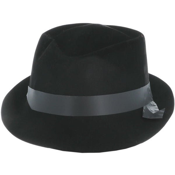 Flocked Fedora Hat, Black - Adult Weekender