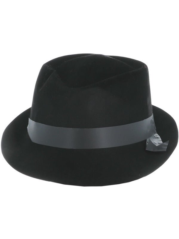 Flocked Fedora Hat, Black - Adult Weekender