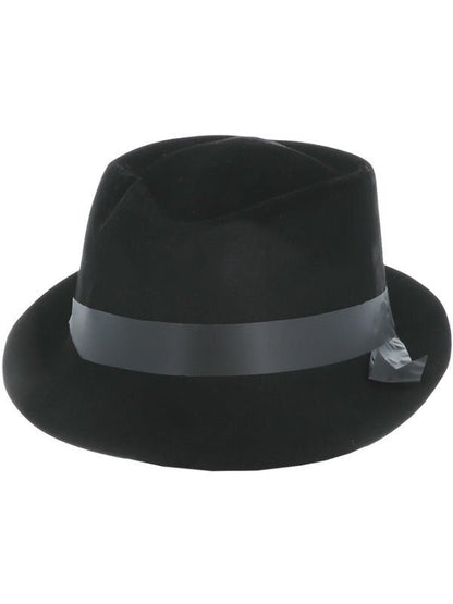 Flocked Fedora Hat, Black - Adult Weekender