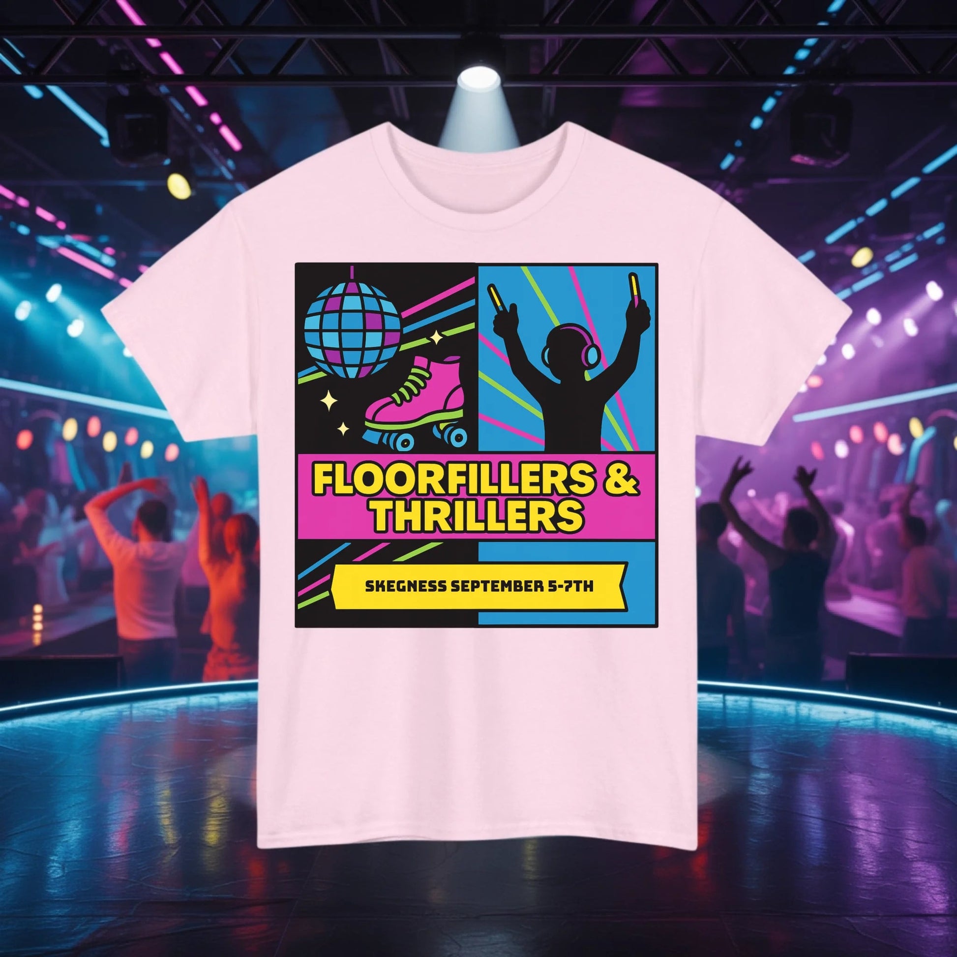 Floor fillers and Thrillers - Adult Weekender Front and Back Personalised Unisex Heavy T-Shirt Replay - Adult Weekender