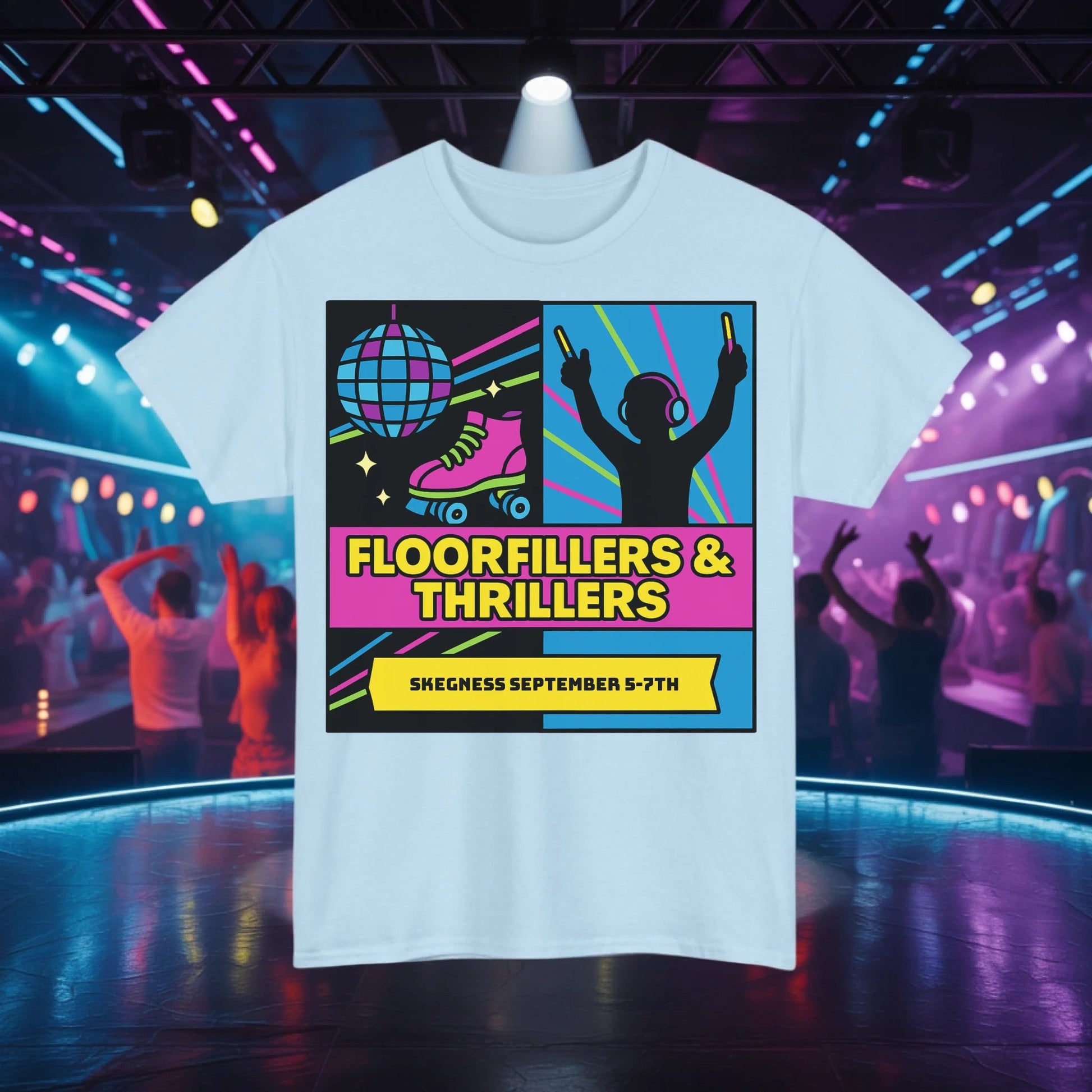 Floor fillers and Thrillers - Adult Weekender Front and Back Personalised Unisex Heavy T-Shirt Replay - Adult Weekender