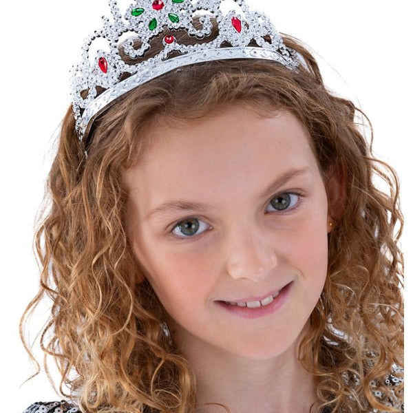 Flower Jewelled Tiara, Silver - Adult Weekender