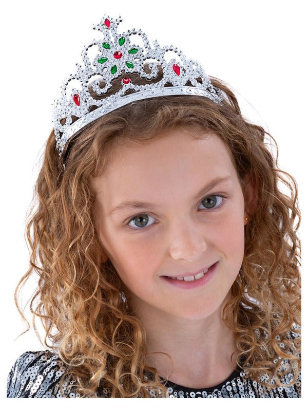 Flower Jewelled Tiara, Silver - Adult Weekender
