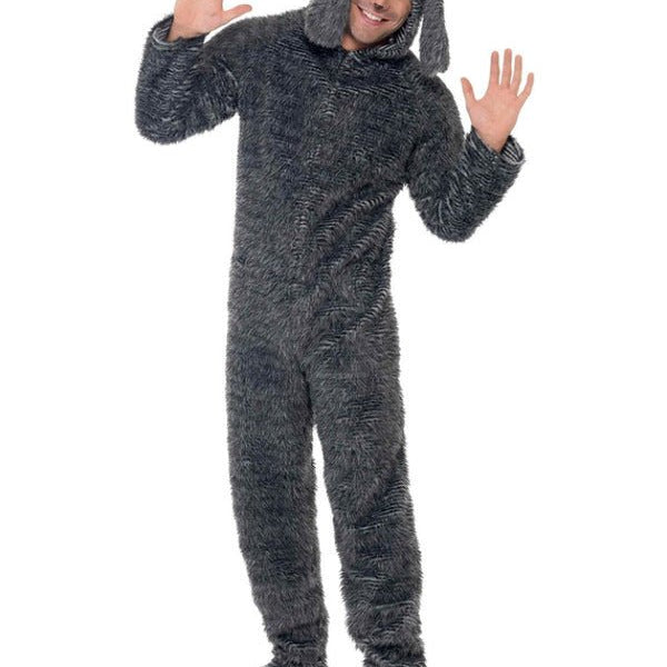 Fluffy Dog Costume, Grey - Adult Weekender