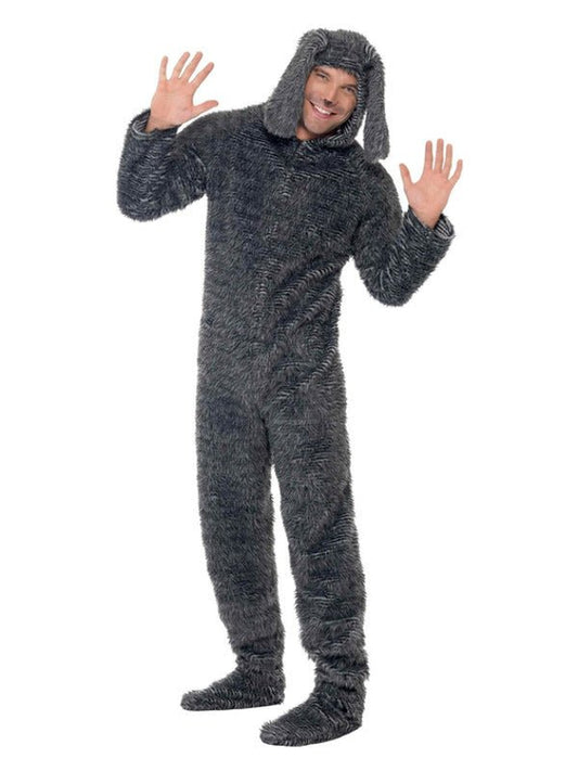 Fluffy Dog Costume, Grey - Adult Weekender