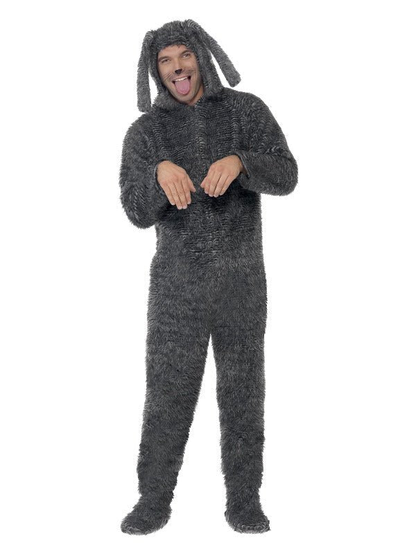 Fluffy Dog Costume, Grey - Adult Weekender