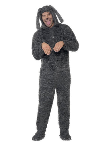Fluffy Dog Costume, Grey - Adult Weekender