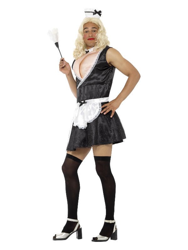 French Maid Costume, with Dress, Padded Bust,, Bla - Adult Weekender