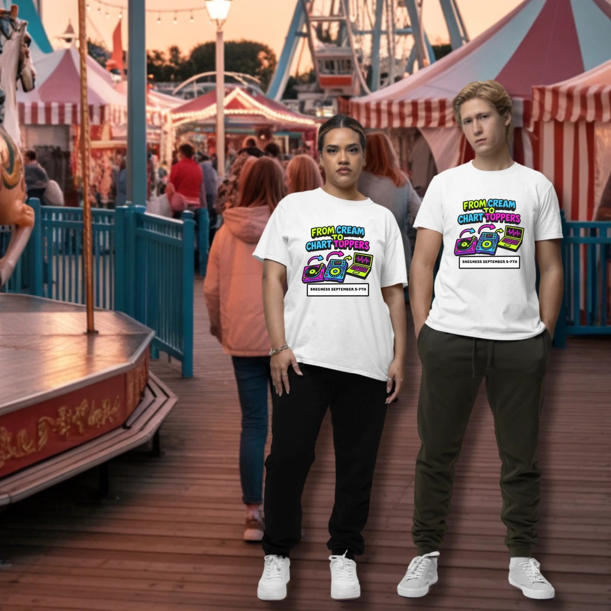 From Cream to Chart Toppers - Adult Weekender Front and Back Personalised Unisex Heavy T-Shirt Replay - Adult Weekender