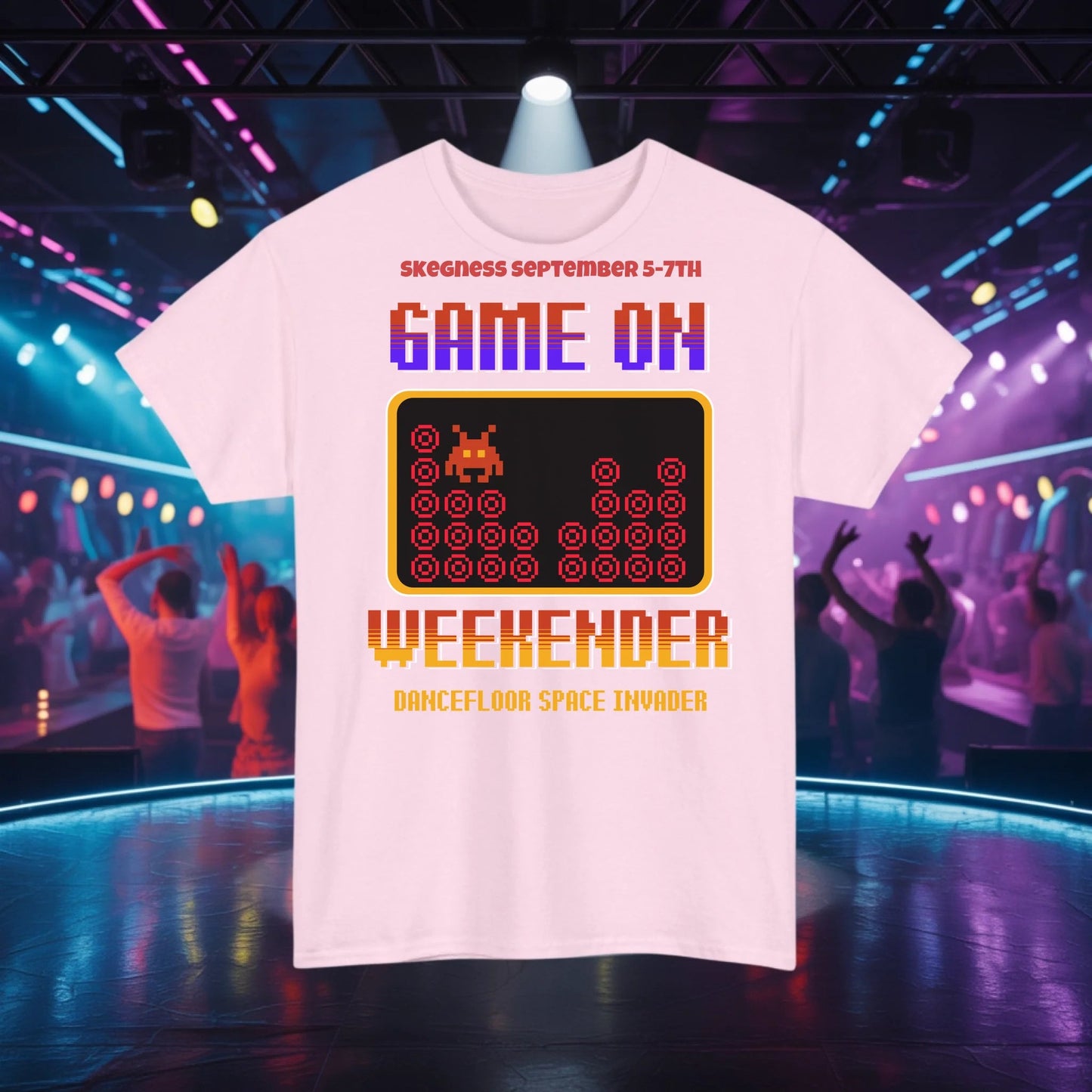 Game On - Adult Weekender Front and Back Personalised Unisex Heavy T-Shirt 80s - Adult Weekender