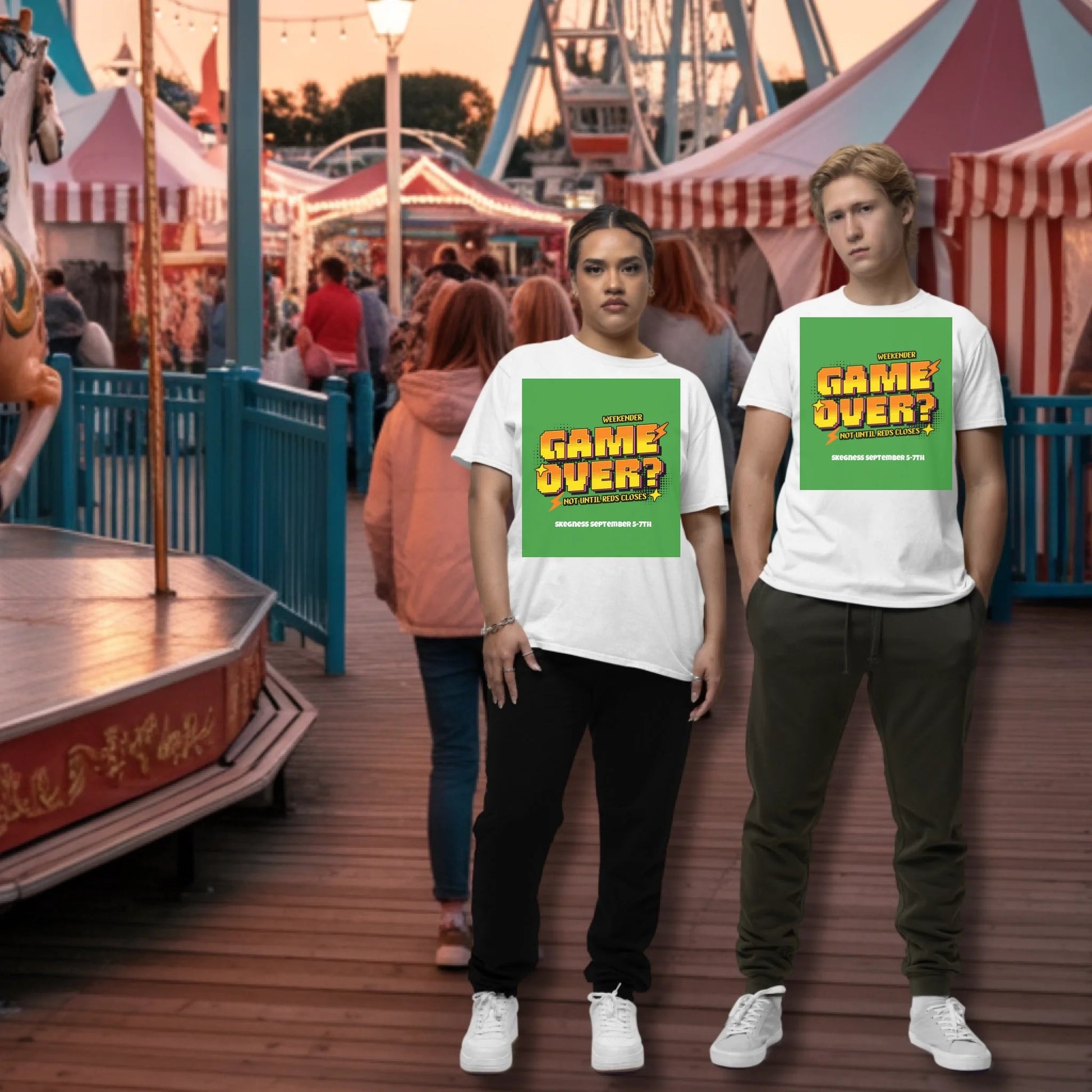 Game Over Not until Reds closes - Adult Weekender Front and Back Personalised Unisex Heavy T-Shirt 80s - Adult Weekender