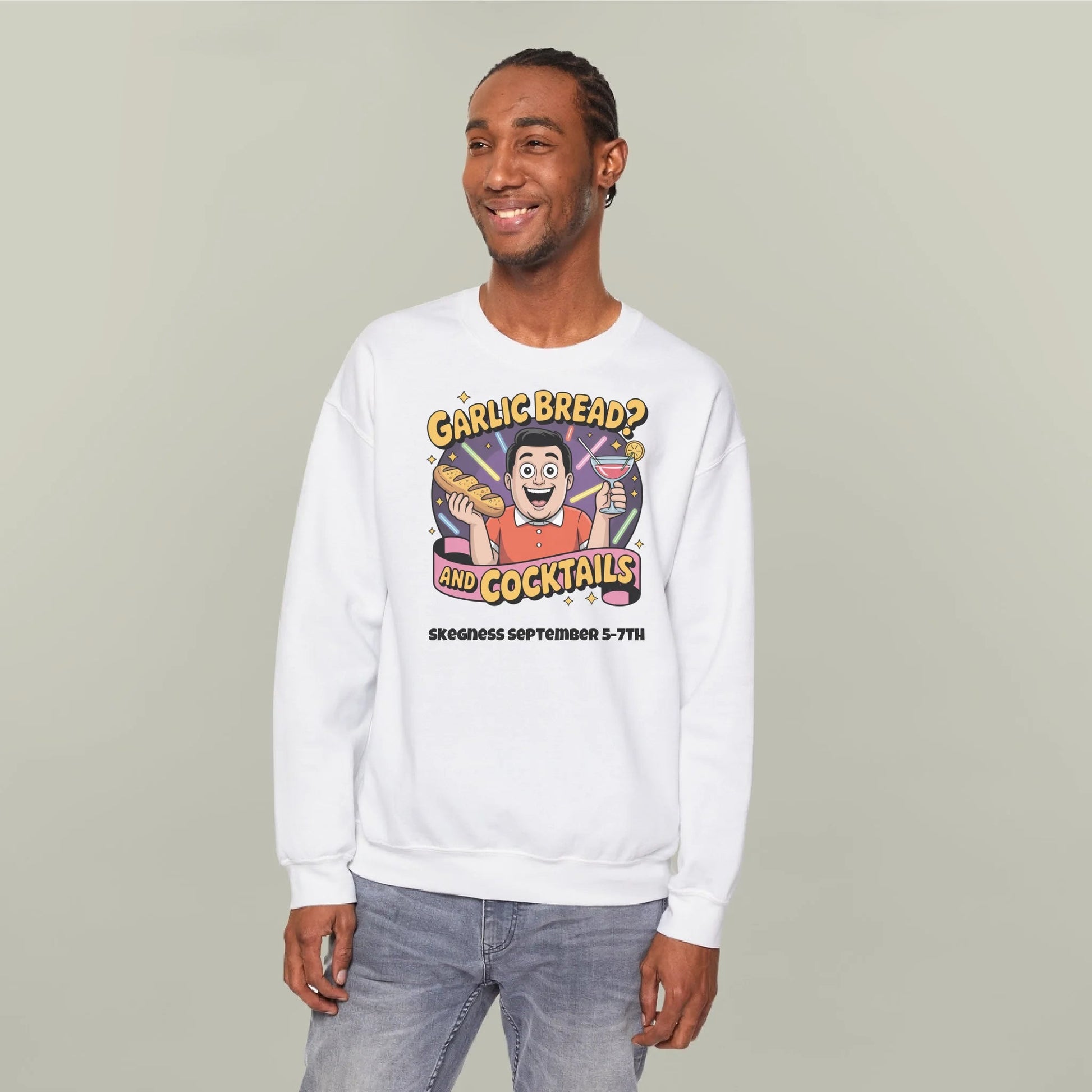 Garlic Bread and Cocktails - Adult Weekender Front and Back Personalised Unisex Heavy T-Shirt or Hoodie - 90s - Adult Weekender